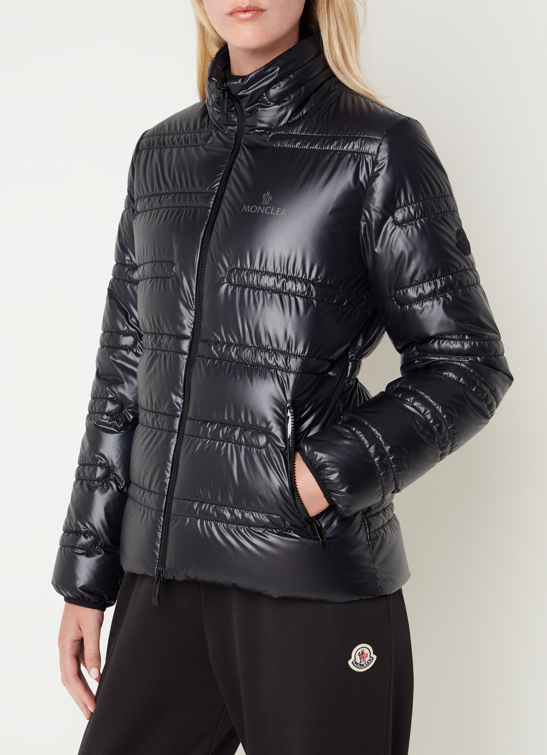 Moncler Tibre gewatteerd jack met donsvulling en ritszakken - detail 4 zwart