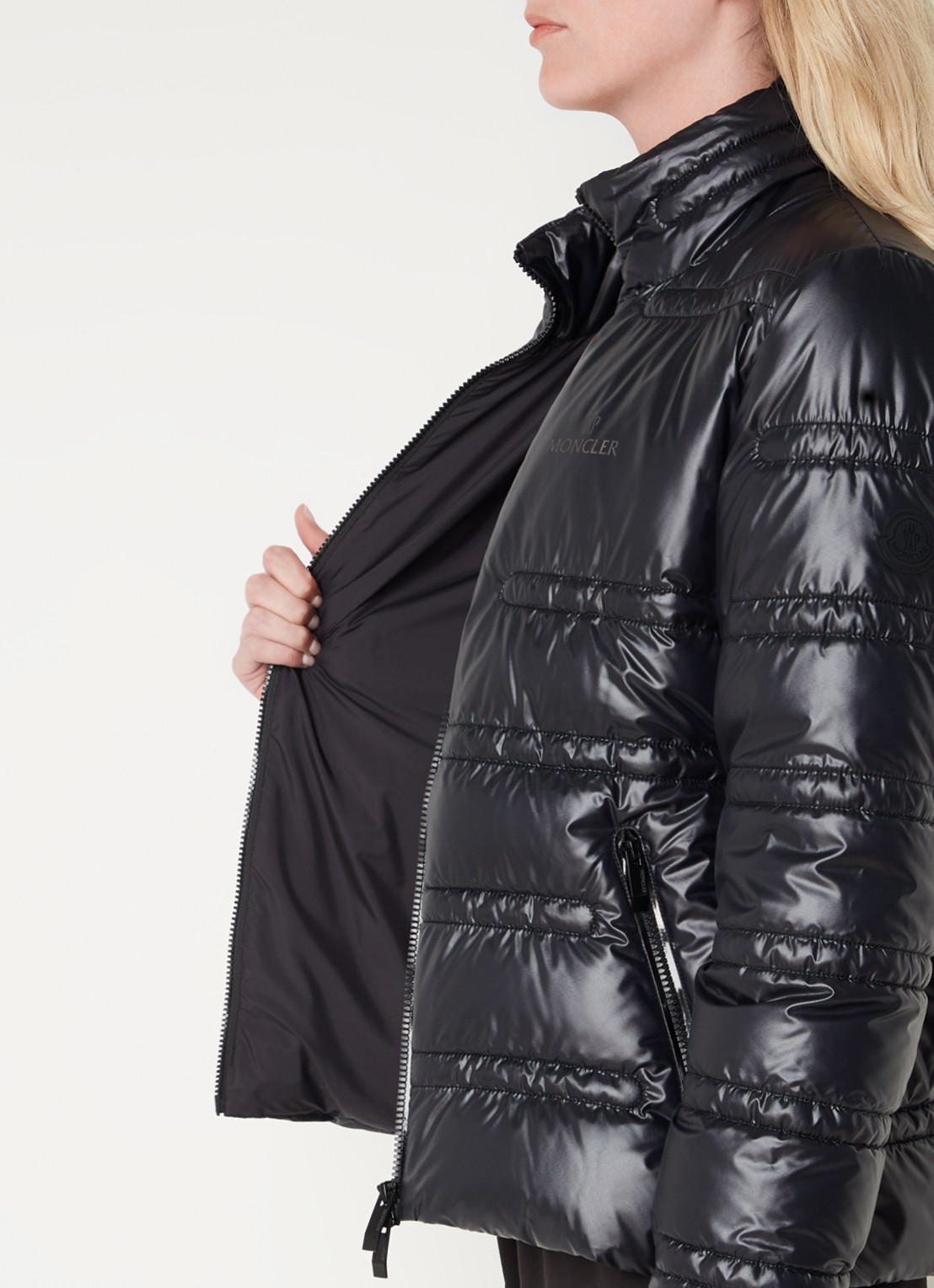 Moncler Tibre gewatteerd jack met donsvulling en ritszakken - detail 6 zwart
