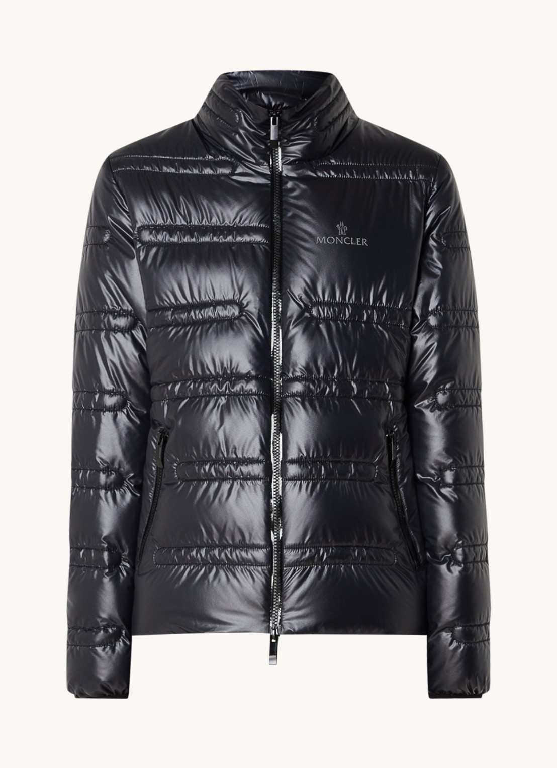 Moncler Tibre gewatteerd jack met donsvulling en ritszakken - voorkant 2 zwart