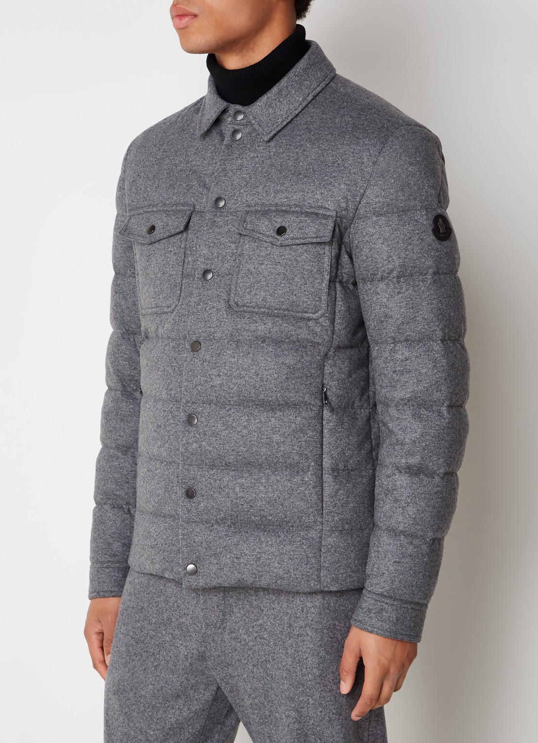 Moncler Todorka gewatteerd jack in kasjmierblend met donsvulling - detail 2 donkergrijs