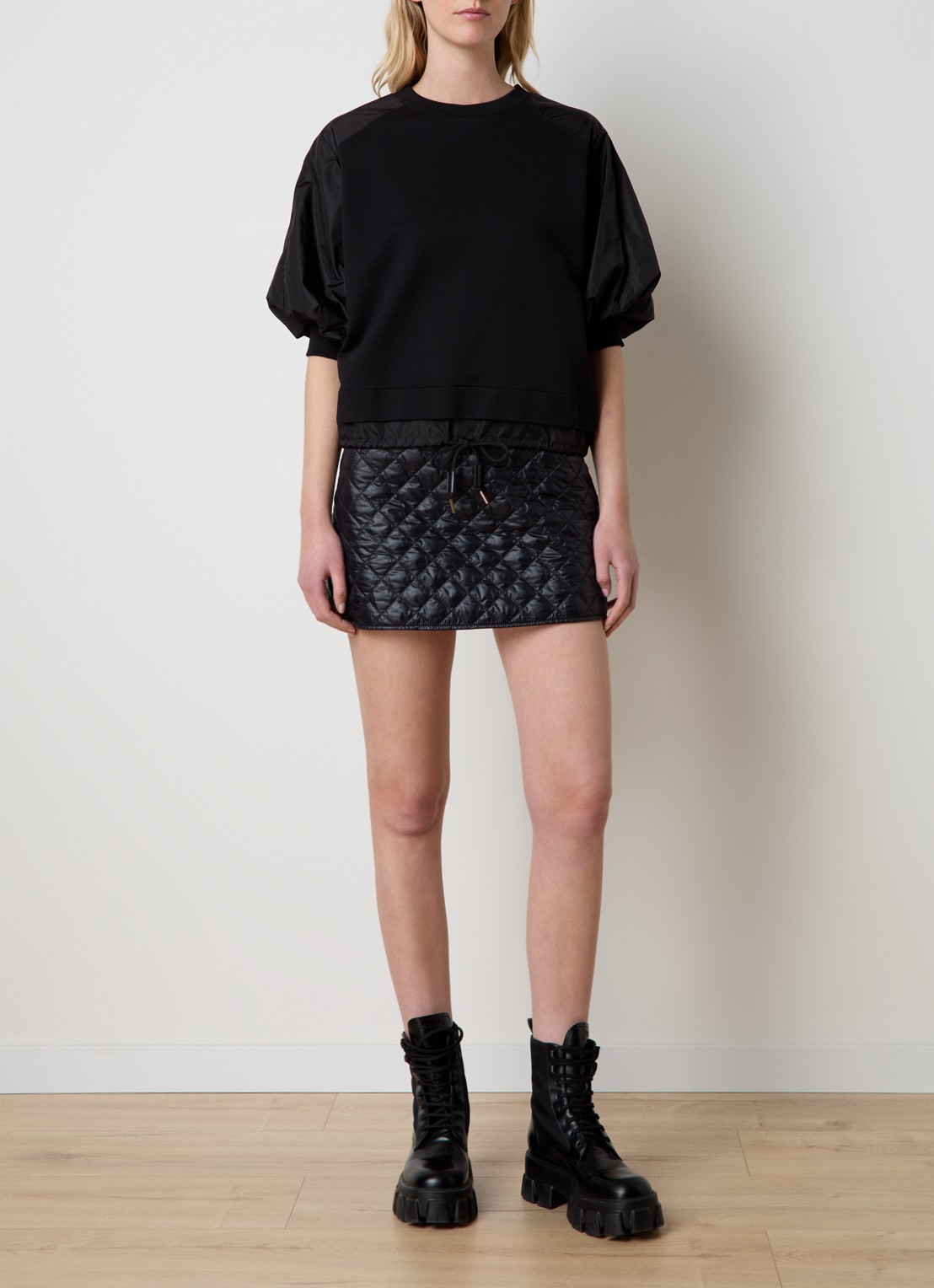 Moncler Top met strikdetail en pofmouw - voorkant 3 zwart
