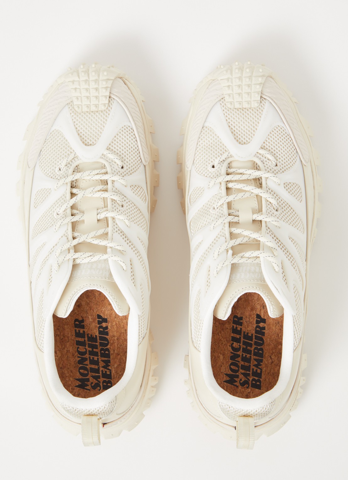 Moncler Trailgrip Amoeba sneaker van leer met mesh details - detail 5 beige