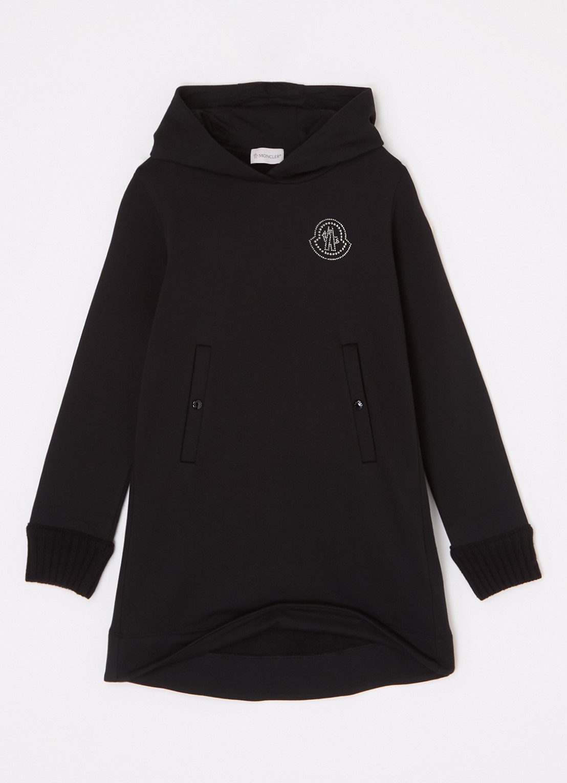 Moncler Trui-jurk met logo en strass - voorkant 3 zwart
