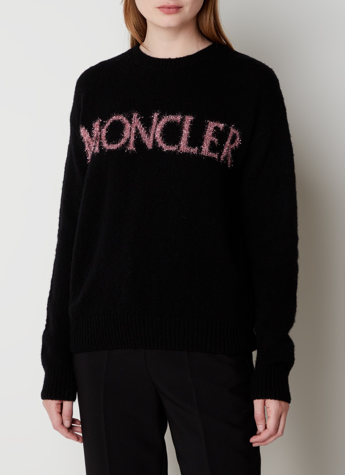 Moncler Trui van wol met logo - detail 3 zwart