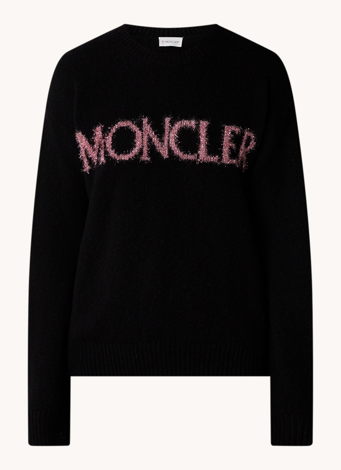 Moncler Trui van wol met logo - voorkant zwart
