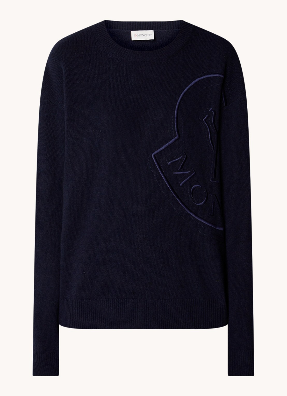 Moncler Trui van wol met logo - voorkant 4 blauw