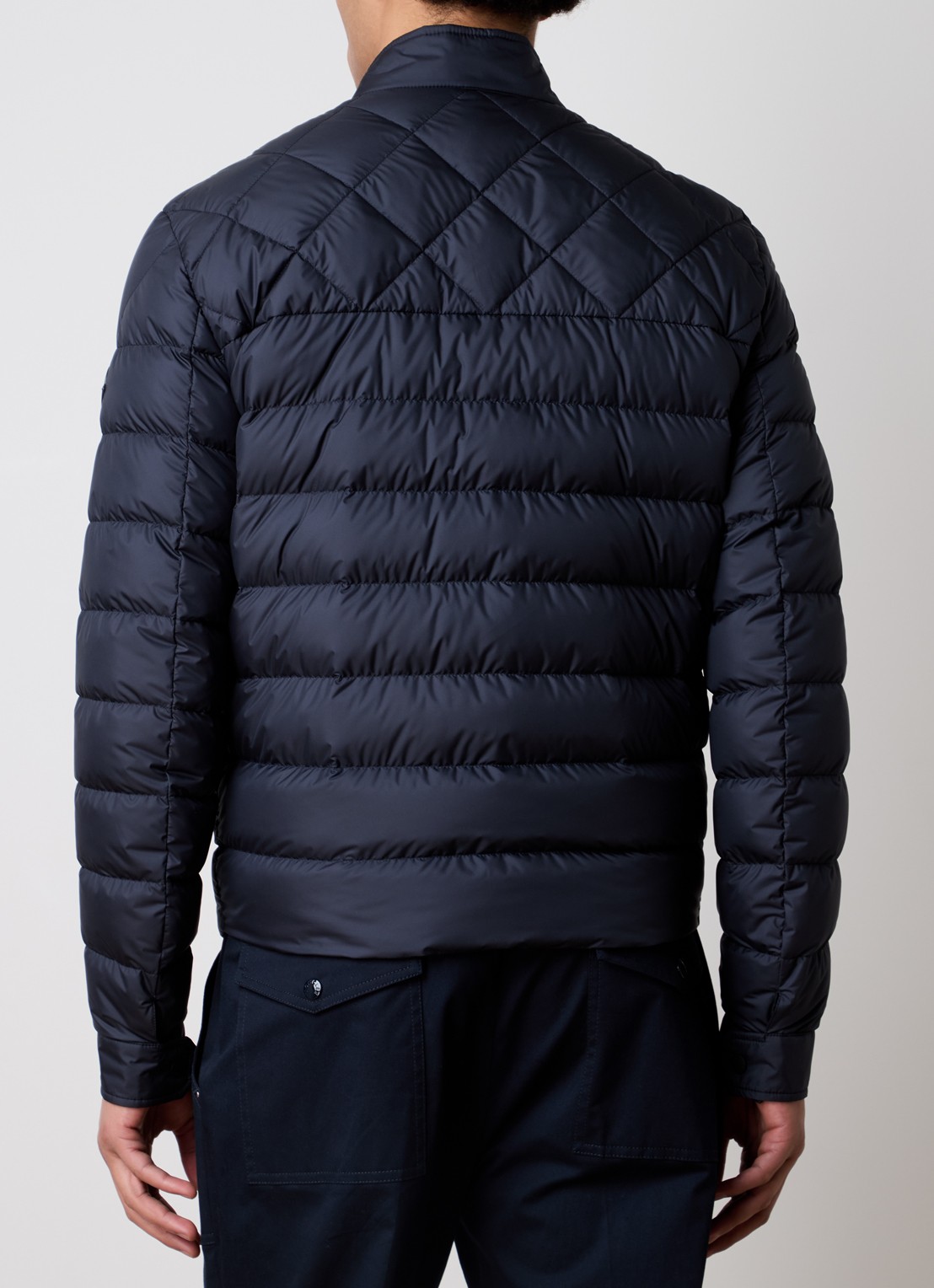 Moncler Tuile gewatteerde jas met donsvulling en ritszakken - achterkant 3 donkerblauw