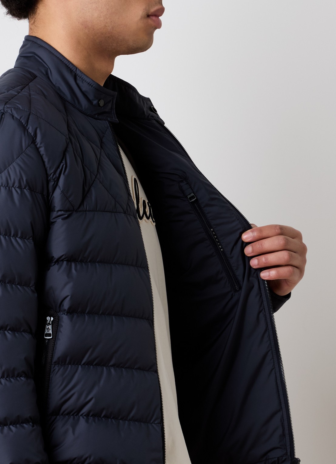 Moncler Tuile gewatteerde jas met donsvulling en ritszakken - detail 5 donkerblauw