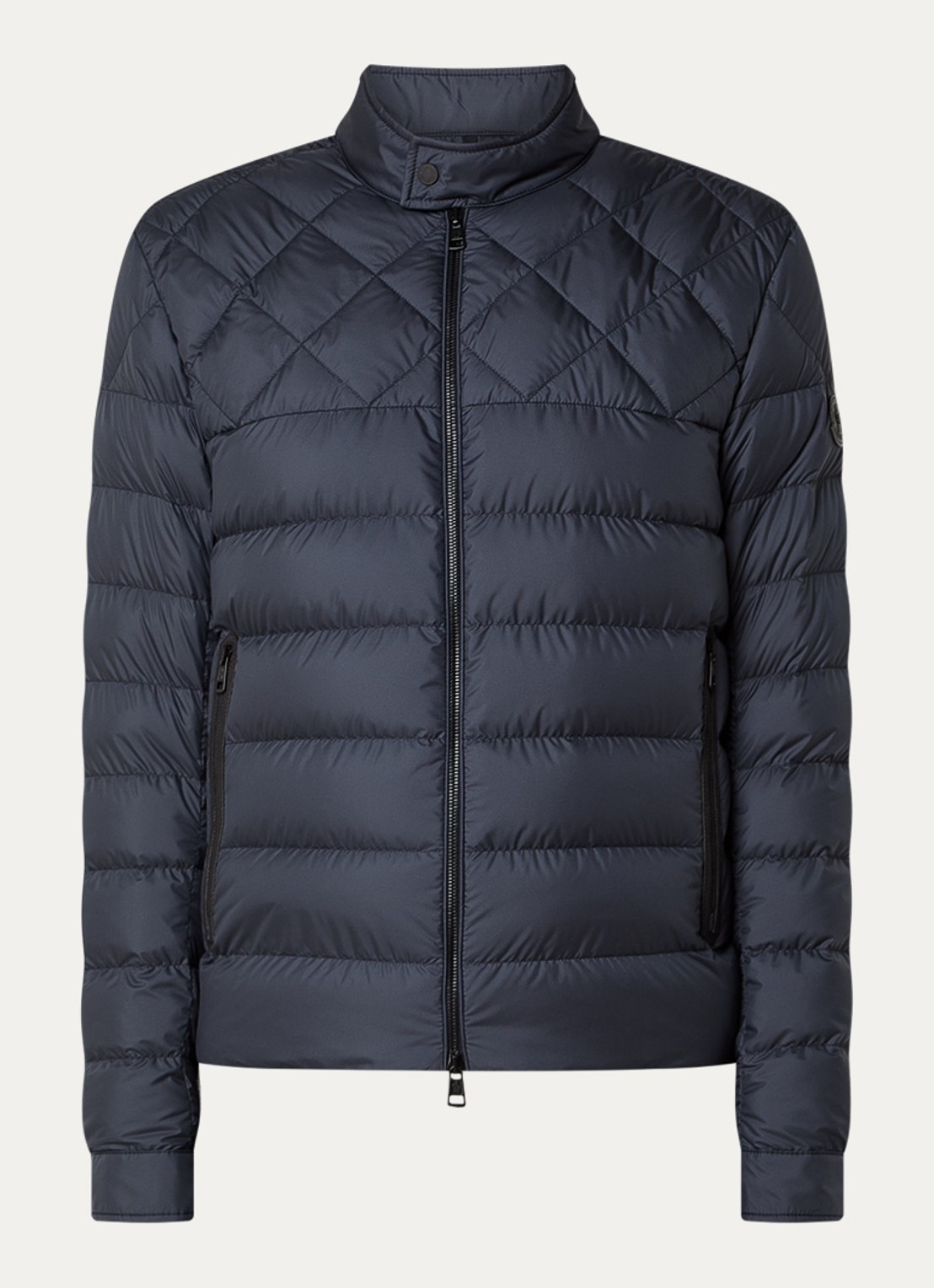 Moncler Tuile gewatteerde jas met donsvulling en ritszakken - voorkant donkerblauw
