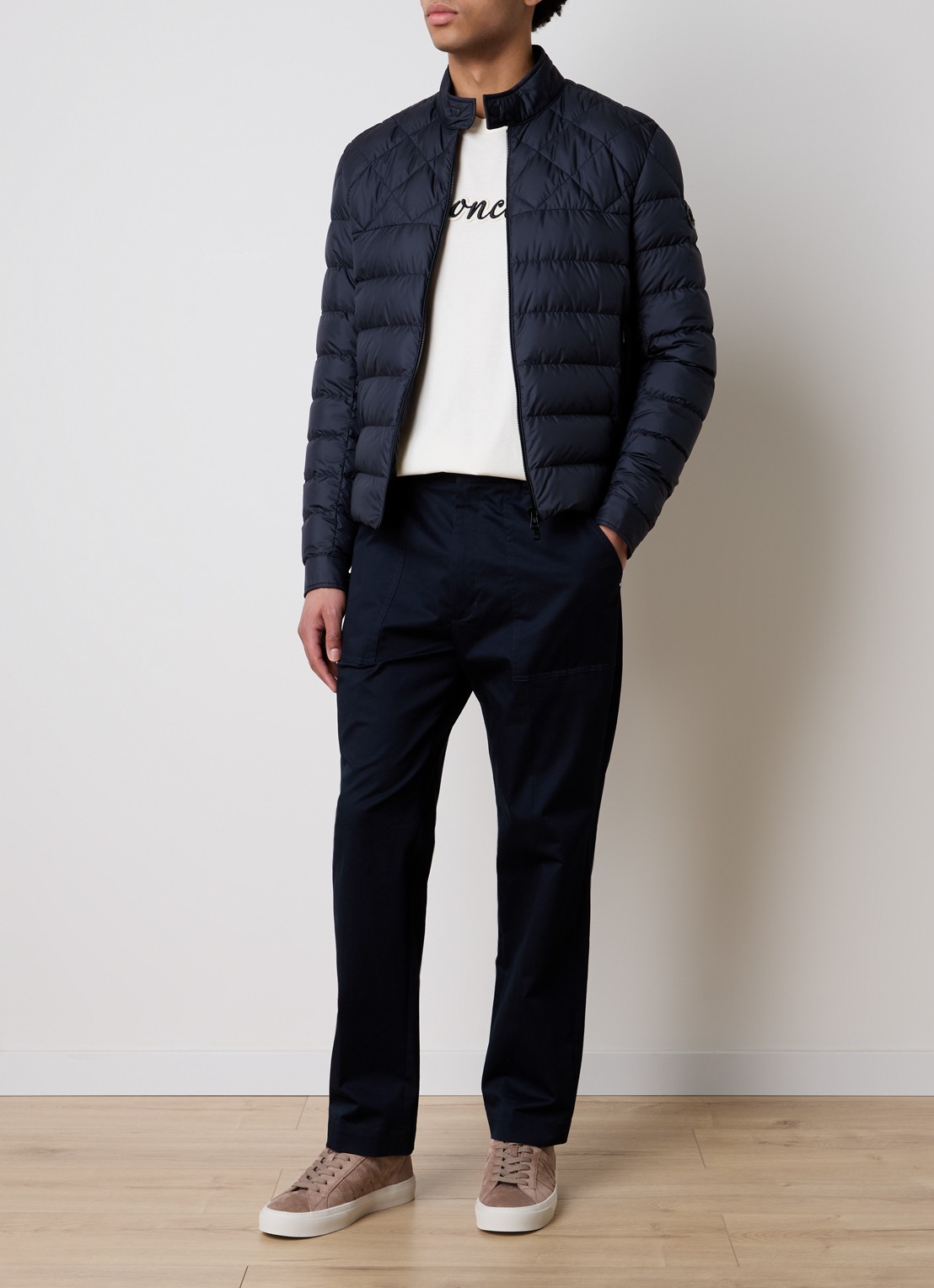 Moncler Tuile gewatteerde jas met donsvulling en ritszakken - voorkant 2 donkerblauw