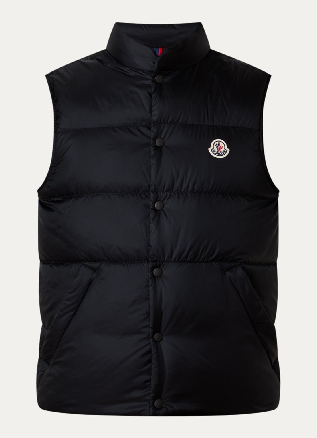 Moncler Tuquerouye gewatteerde bodywarmer met donsvulling en logo - voorkant zwart
