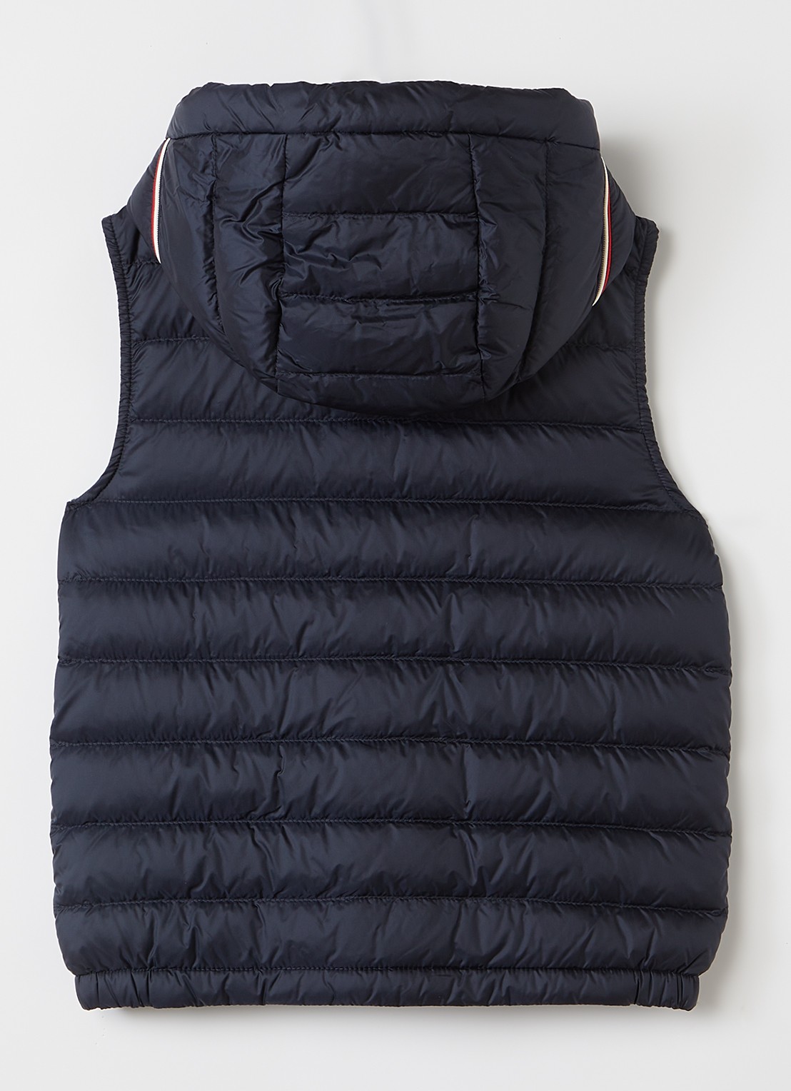Moncler Uzay gewatteerde bodywarmer met donsvulling en capuchon - achterkant donkerblauw