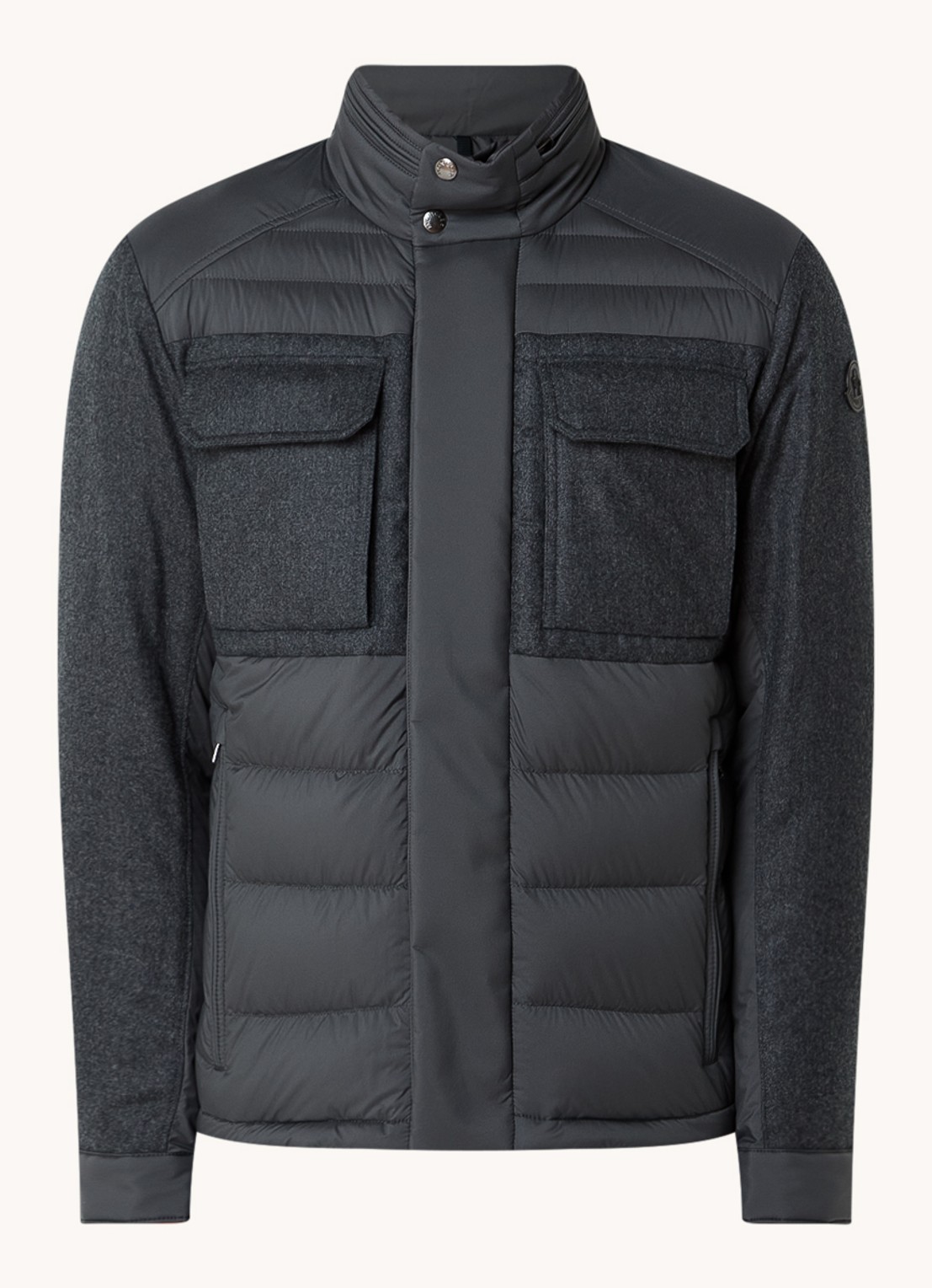 Moncler Vallanta gewatteerde jas met opbergbare capuchon - voorkant 4 grijs