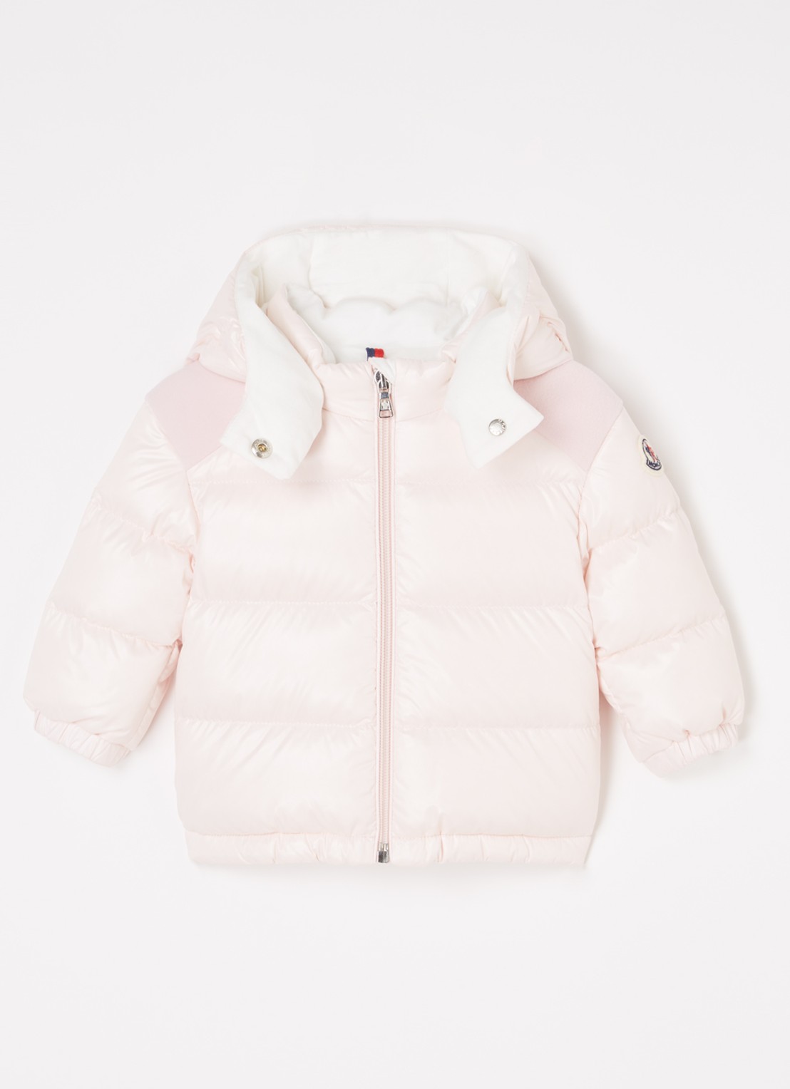 Moncler Valya puffer jack met donsvulling en afneembare capuchon - voorkant 2 lichtroze