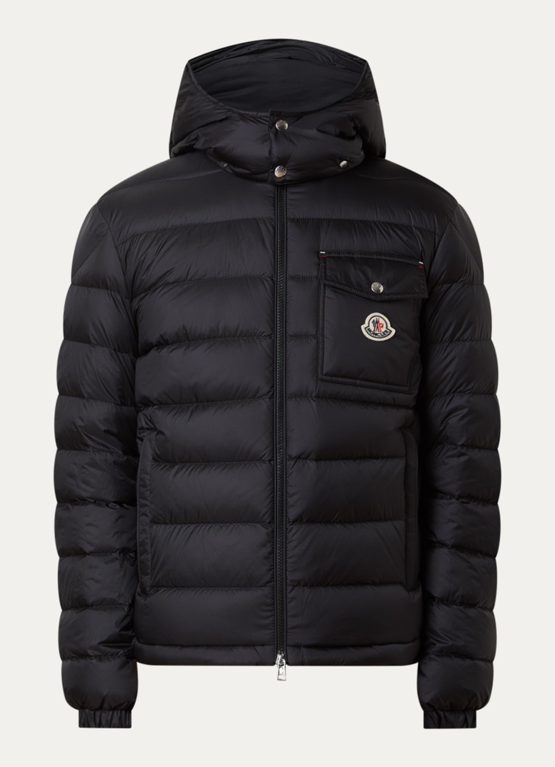 Moncler Verith pufferjack met donsvulling en afneembare capuchon - voorkant 4 zwart