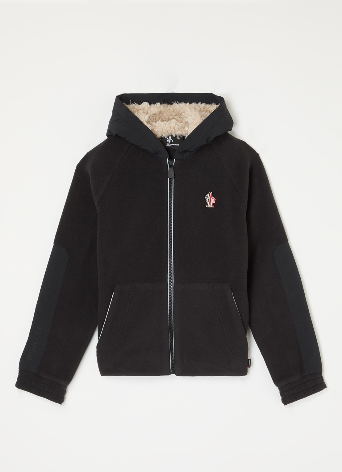 Moncler Vest van fleece met capuchon - voorkant 2 zwart
