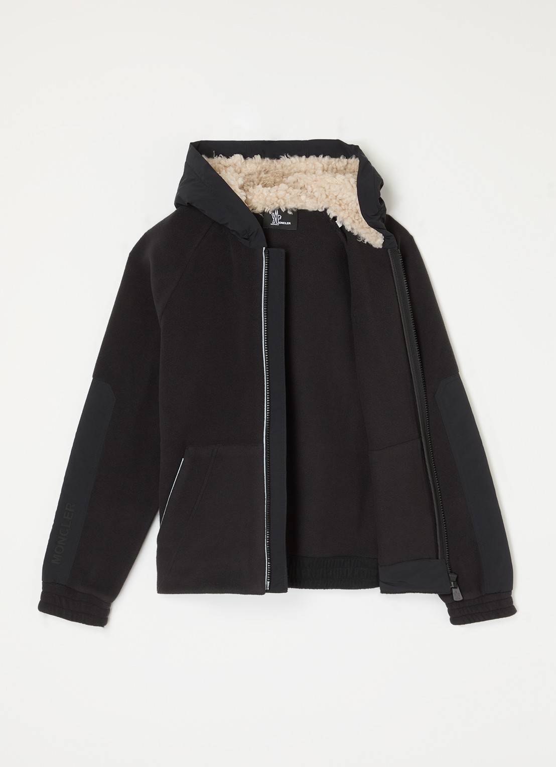 Moncler Vest van fleece met capuchon - voorkant 3 zwart