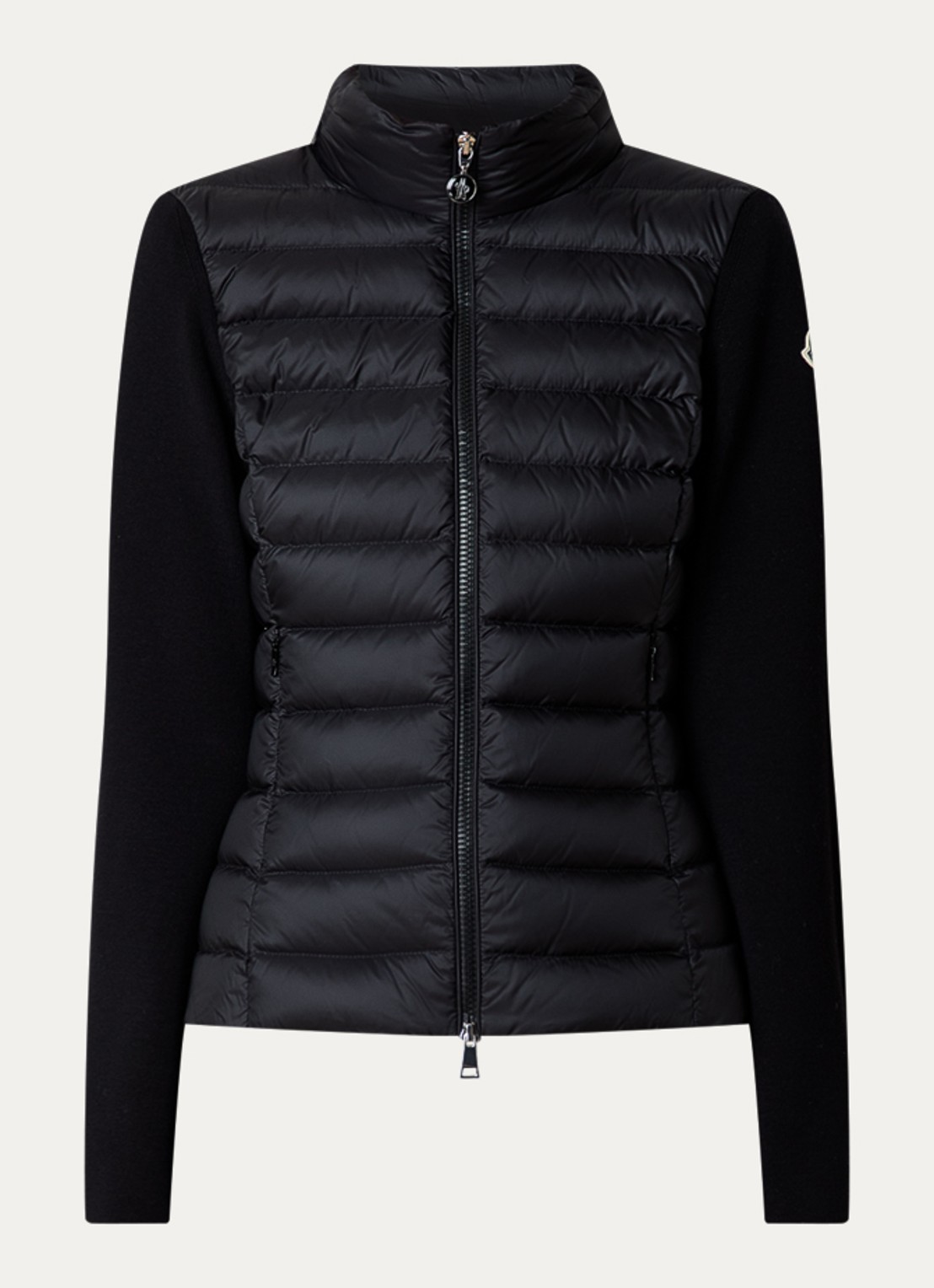 Moncler Vest van scheerwol met gewatteerd voorpand - voorkant 5 zwart