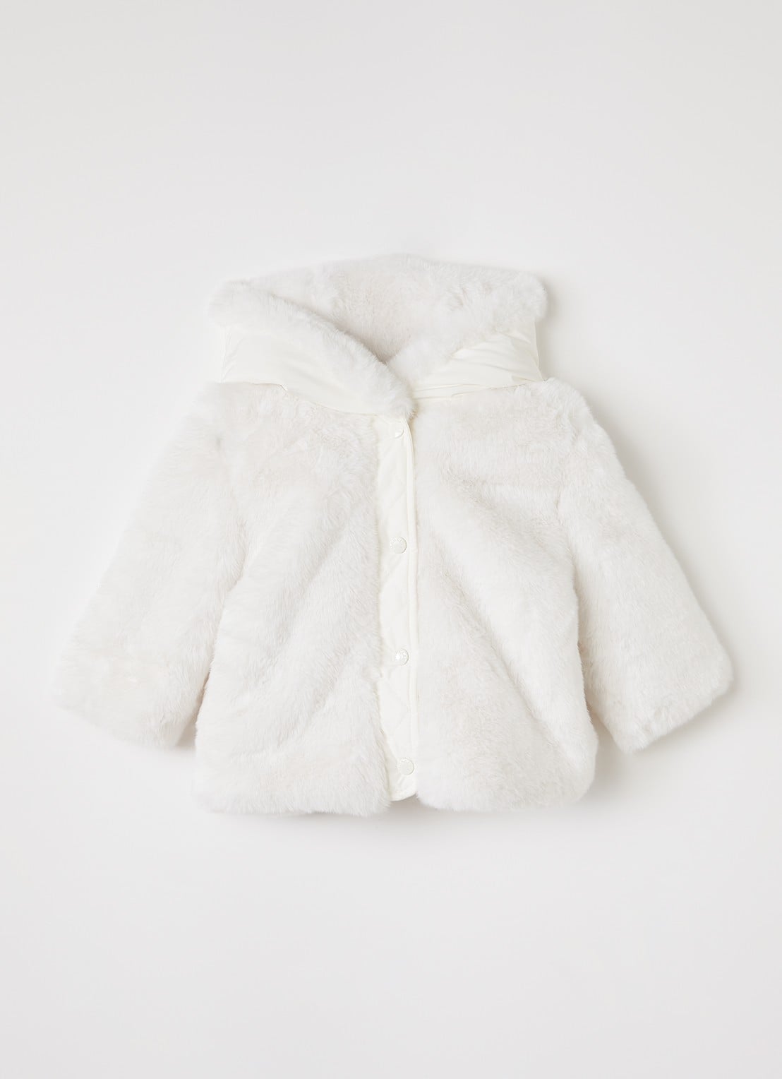 Moncler Viona gewatteerd jack van imitatiebont - voorkant 2 gebroken wit