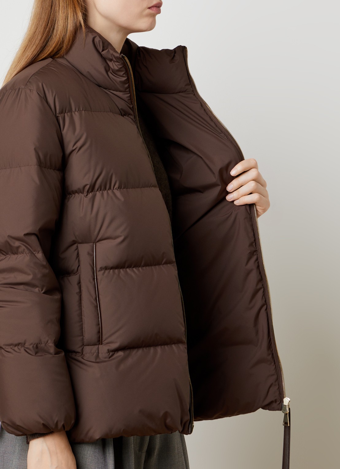 Moncler Vivantesse puffer jack met steekzakkken - detail 6 bruin