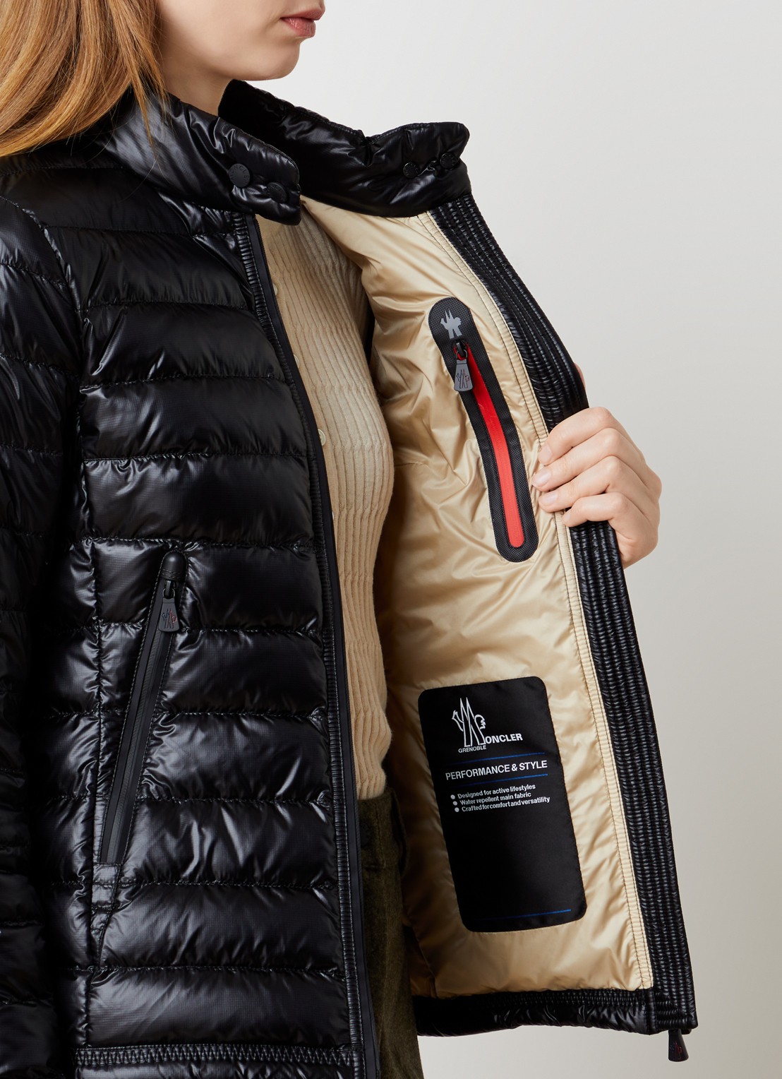 Moncler Walibi gewatteerd jack met logo en steekzakken - detail 5 zwart