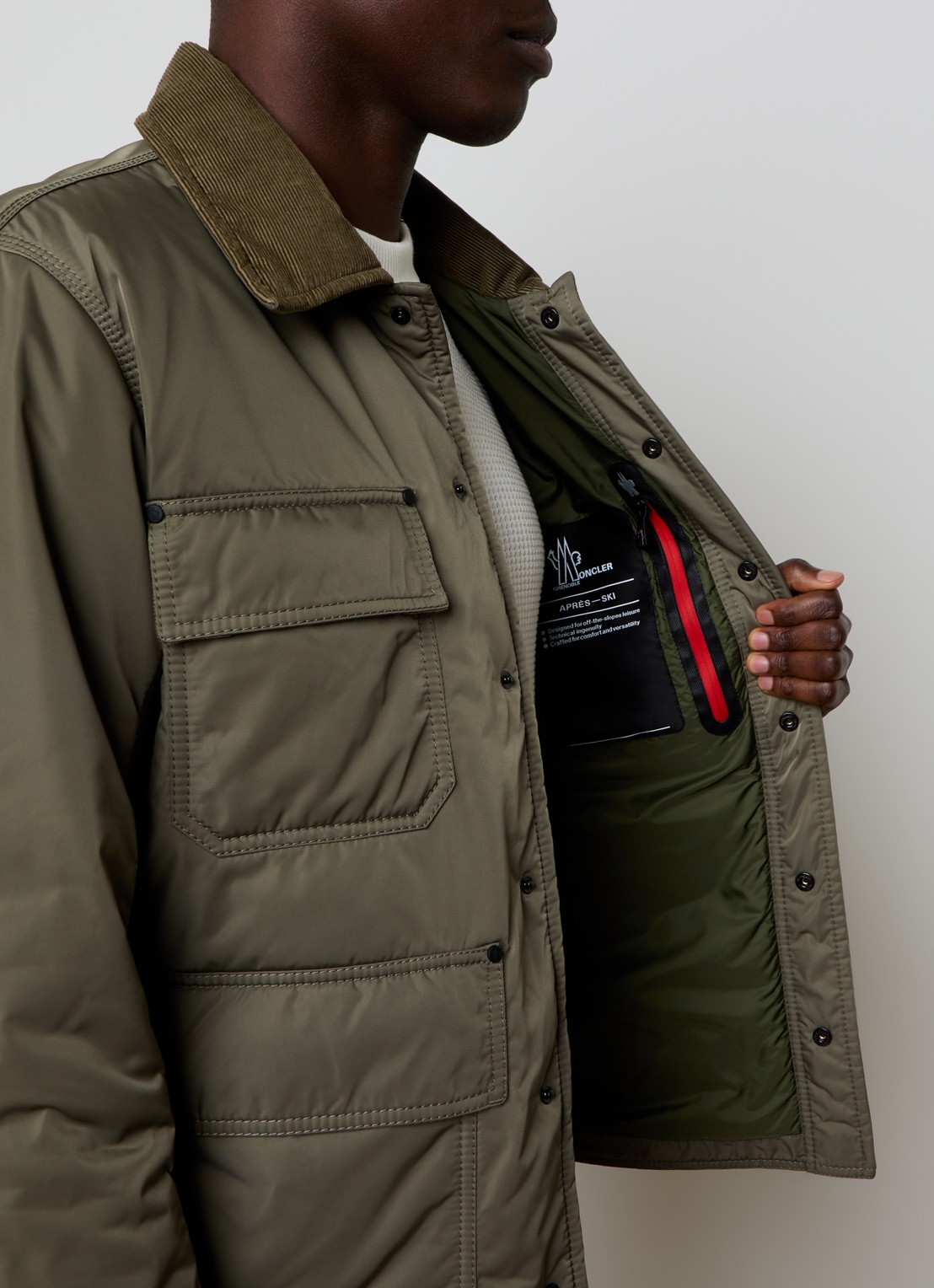 Moncler Waterton gewatteerd jack met donsvulling en klepzakken - detail 3 legergroen