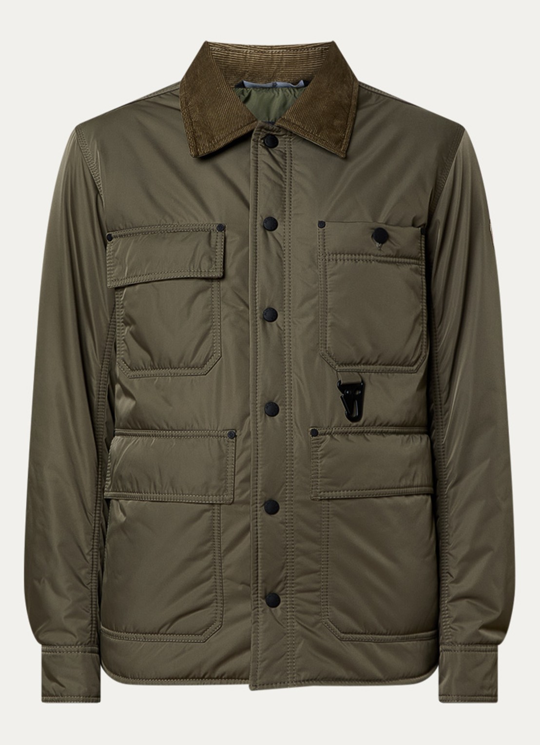 Moncler Waterton gewatteerd jack met donsvulling en klepzakken - voorkant 5 legergroen