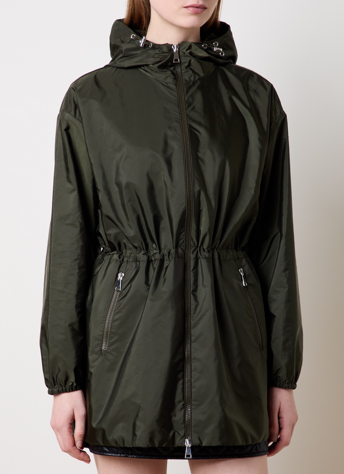 Moncler Wete windjack met capuchon en ritszakken - detail 3 bronsgroen