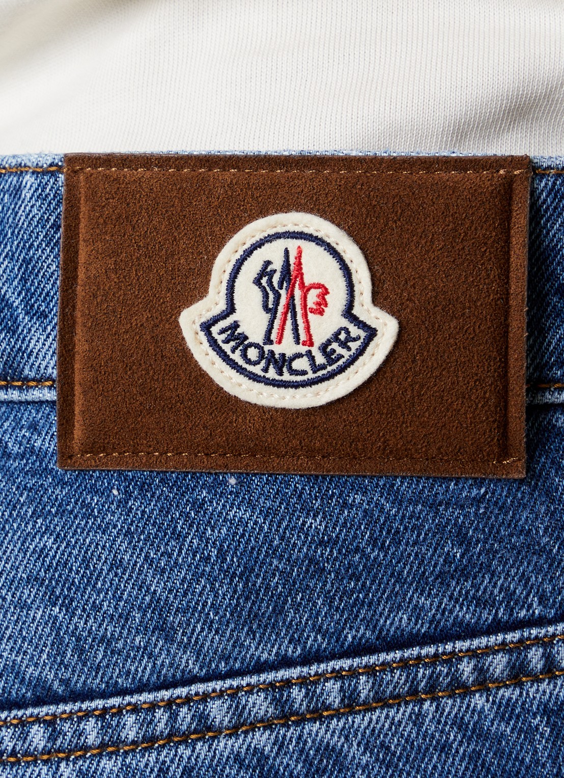 Moncler Wide fit jeans met medium wassing en steekzakken - detail 3 indigo