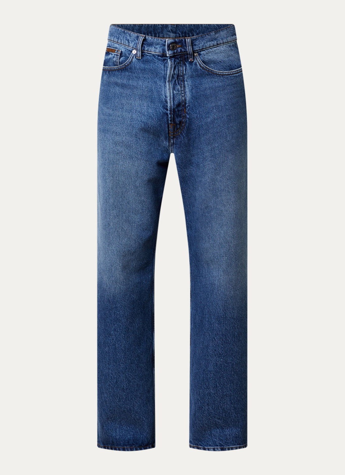 Moncler Wide fit jeans met medium wassing en steekzakken - voorkant 4 indigo