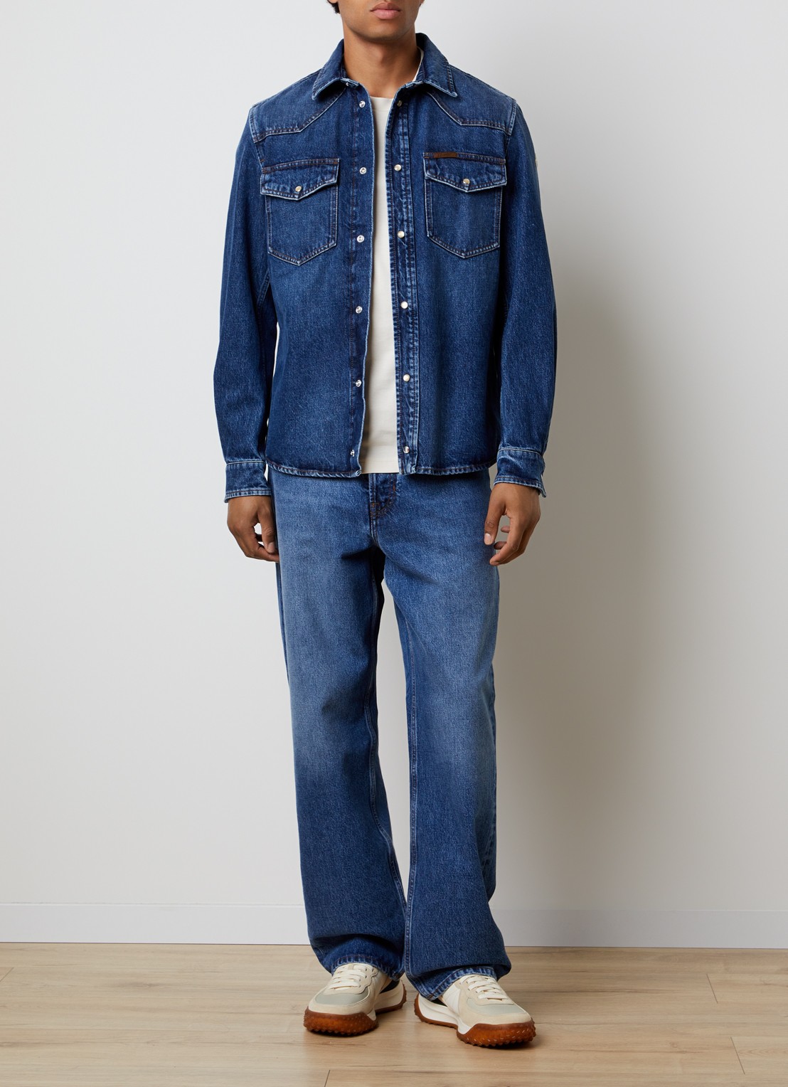Moncler Wide fit jeans met medium wassing en steekzakken - voorkant 5 indigo