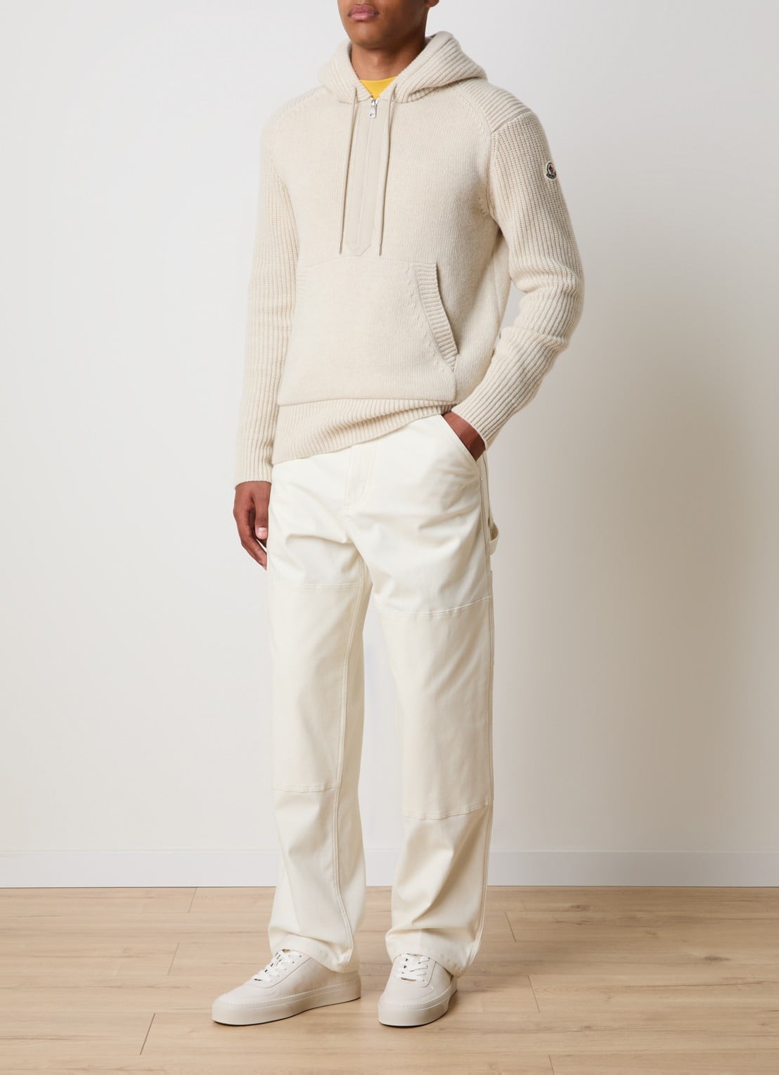 Moncler Wide leg jeans met gekleurde wassing - voorkant 6 gebroken wit