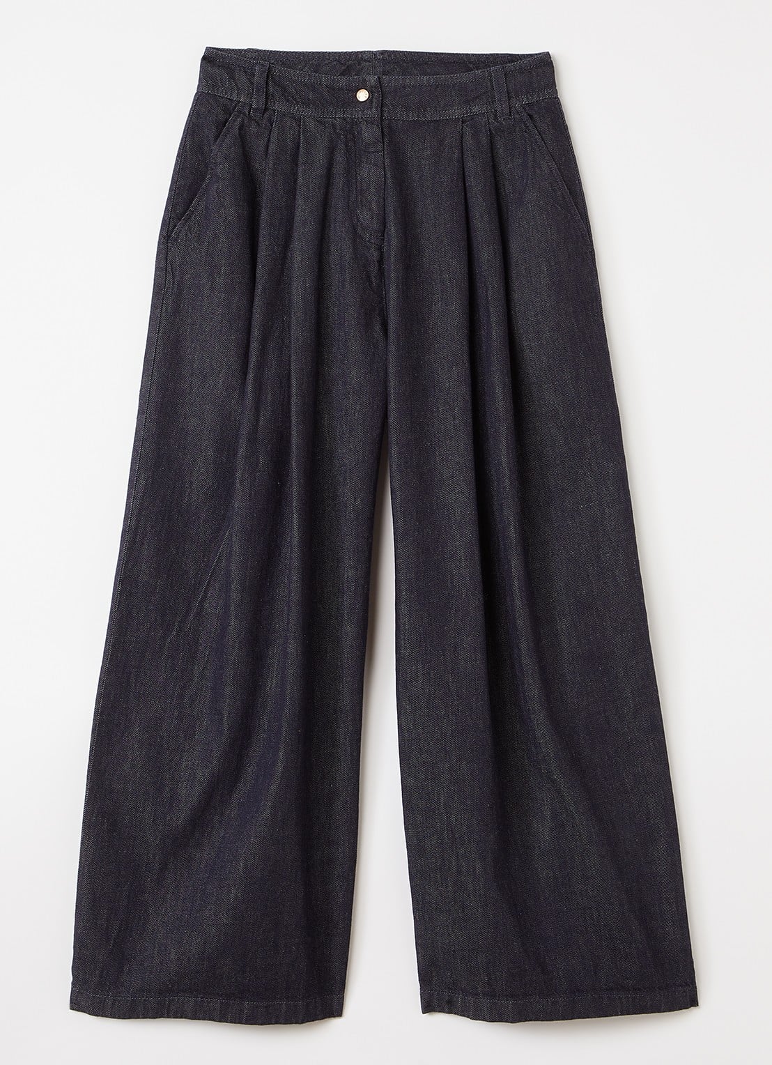 Moncler Wide leg jeans met plooidetail - voorkant indigo