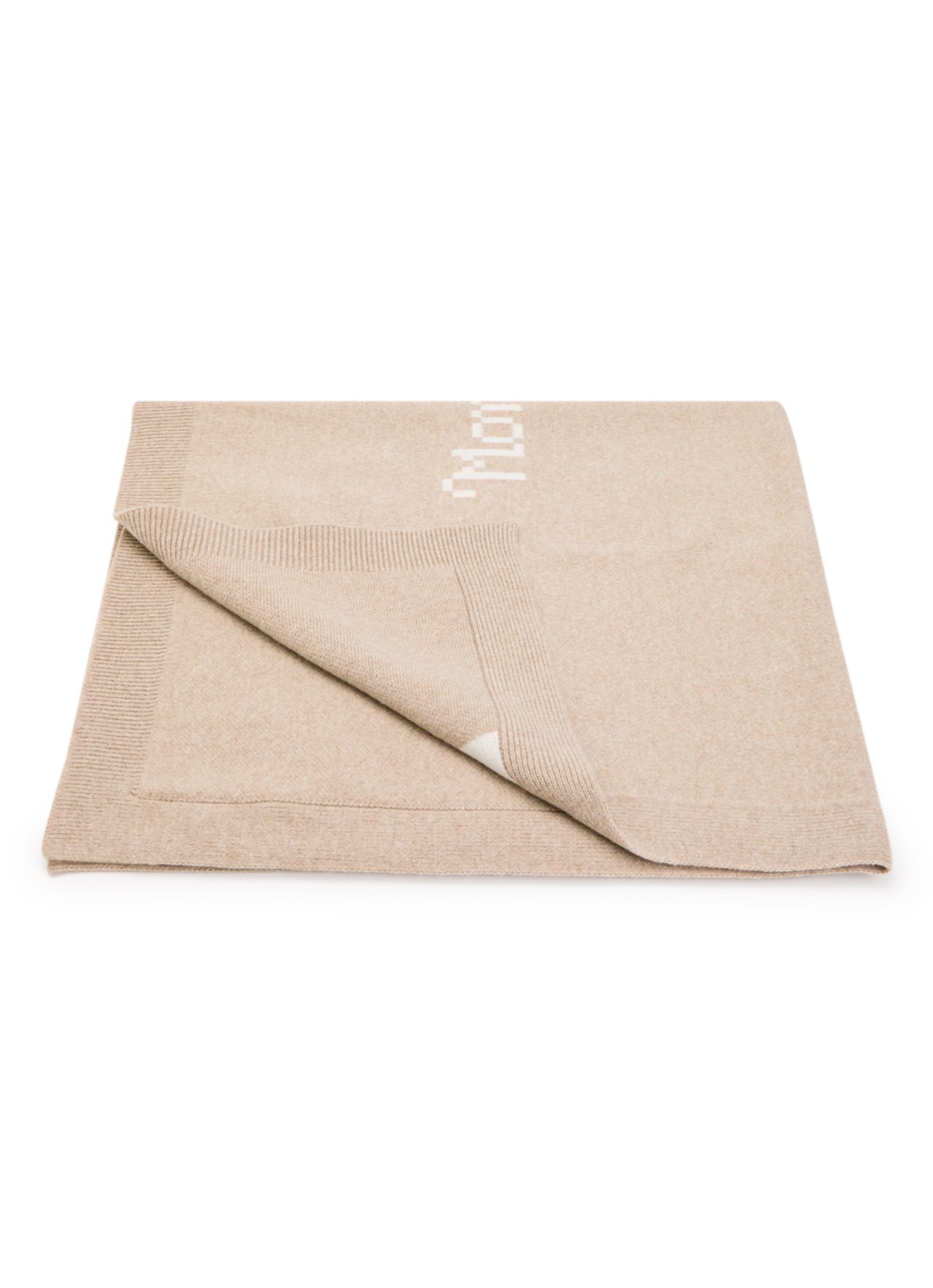 Moncler Wiegdeken 80 x 80 cm in kasjmierblend - voorkant beige