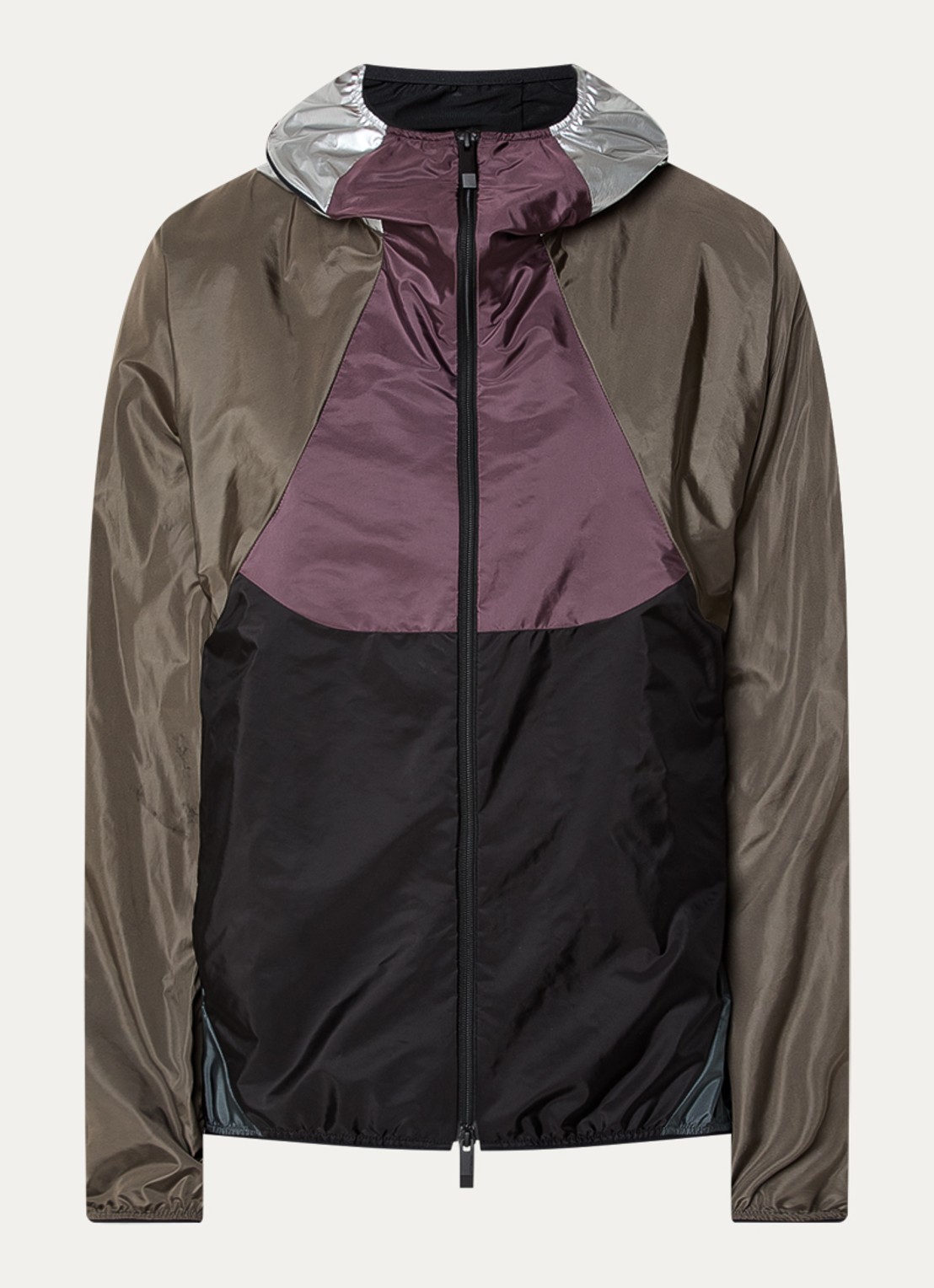 Moncler Windjack met capuchon en ritszakken - voorkant 2 zwart