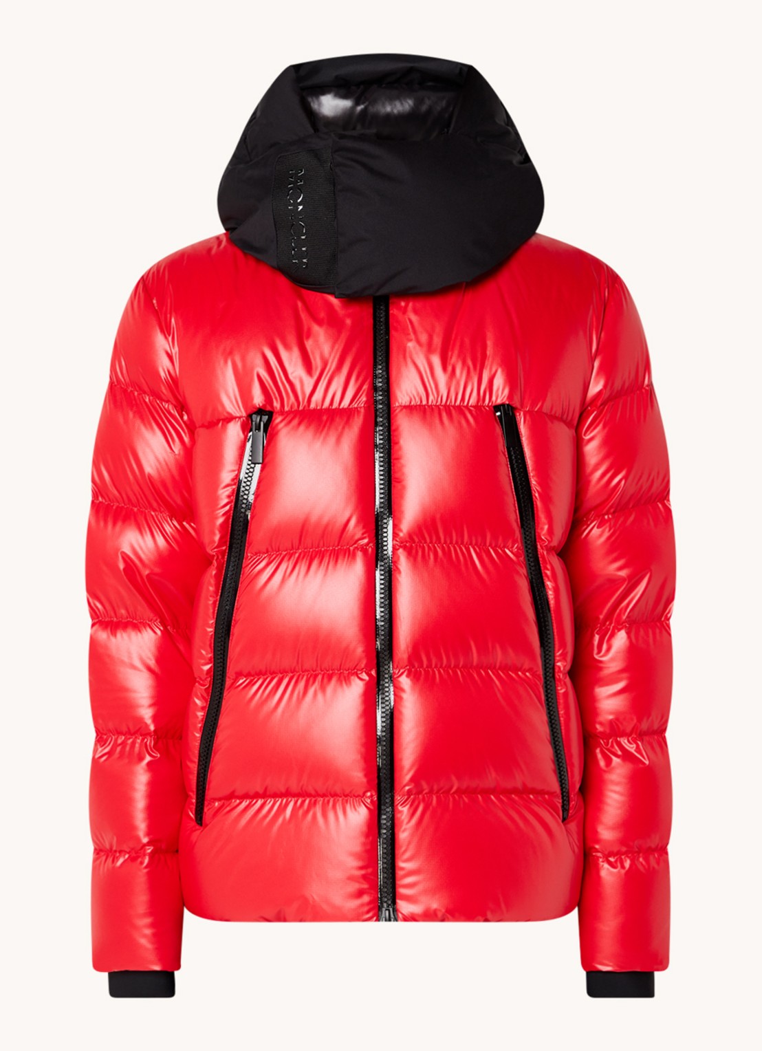Moncler Zubair puffer jack met donsvulling en afneembare capuchon - voorkant steenrood