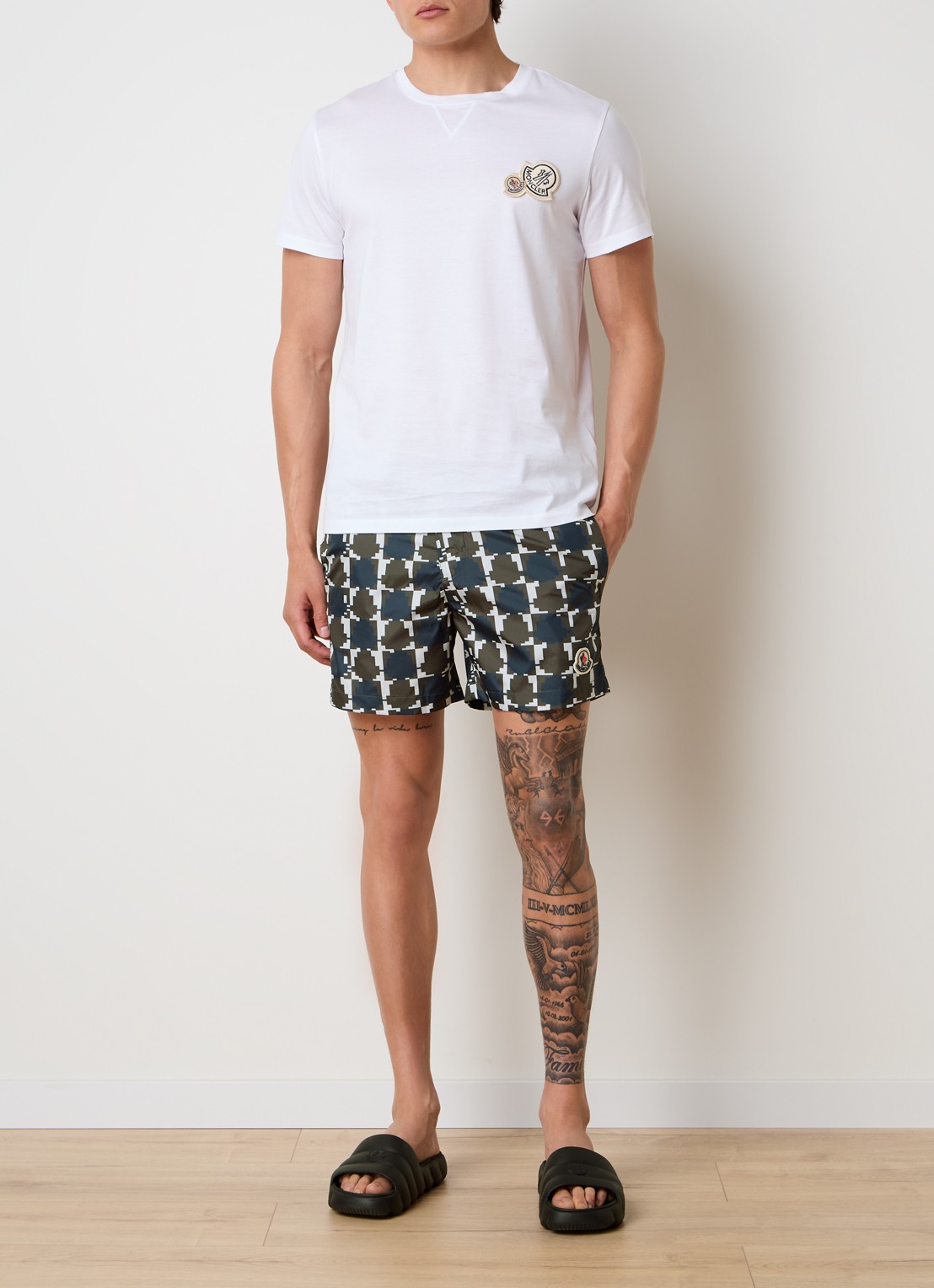 Moncler Zwemshorts met grafische print - voorkant 5 donkergroen