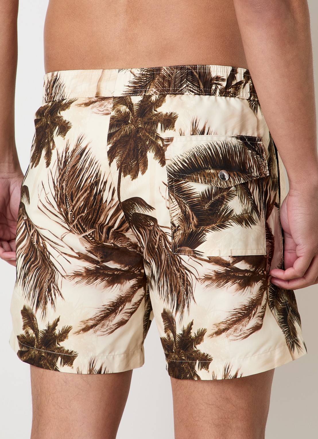 Moncler Zwemshorts met print en steekzakken - achterkant bronsgroen