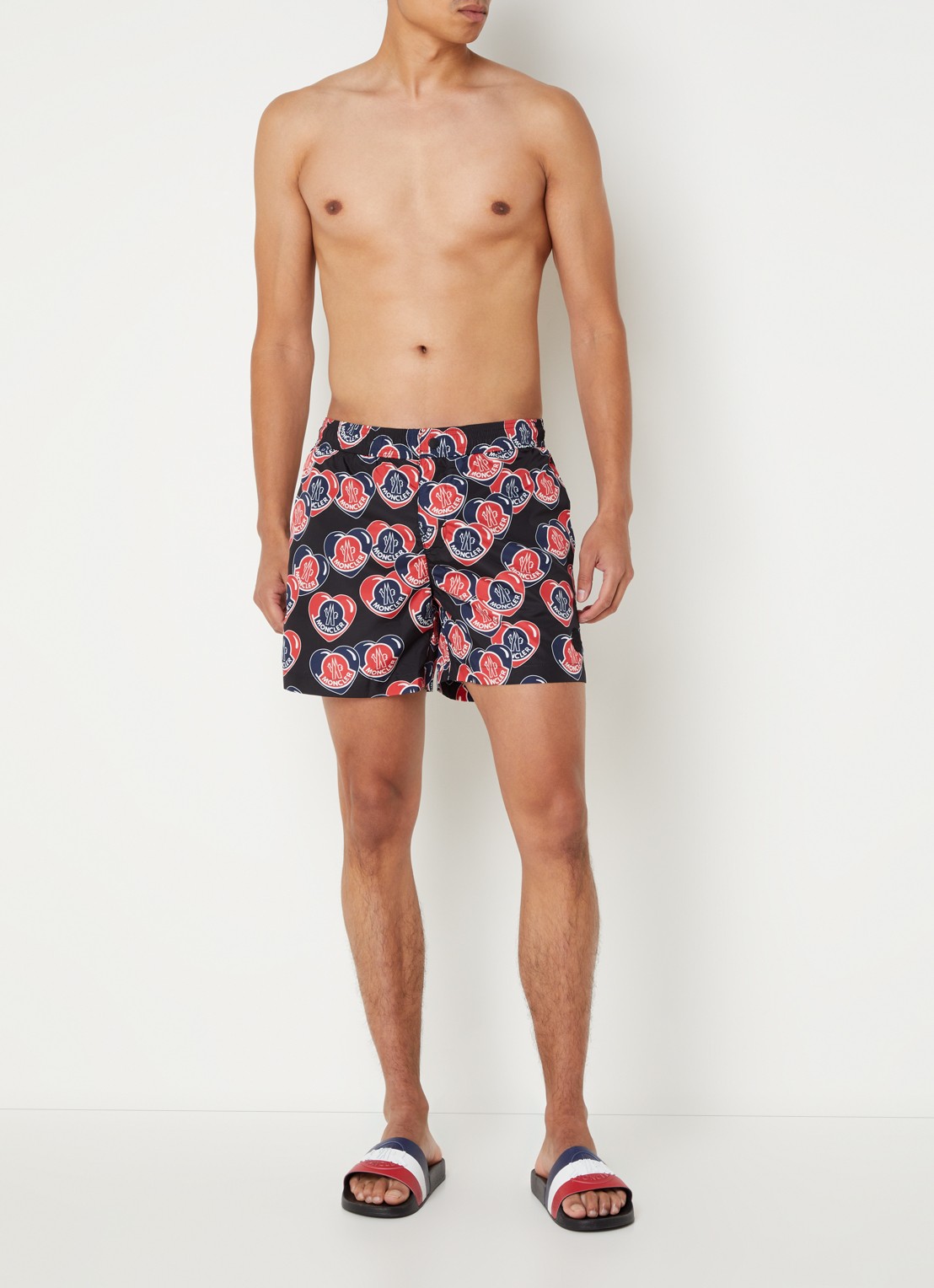 Moncler Zwemshorts met steekzakken en logoprint - voorkant 4 zwart