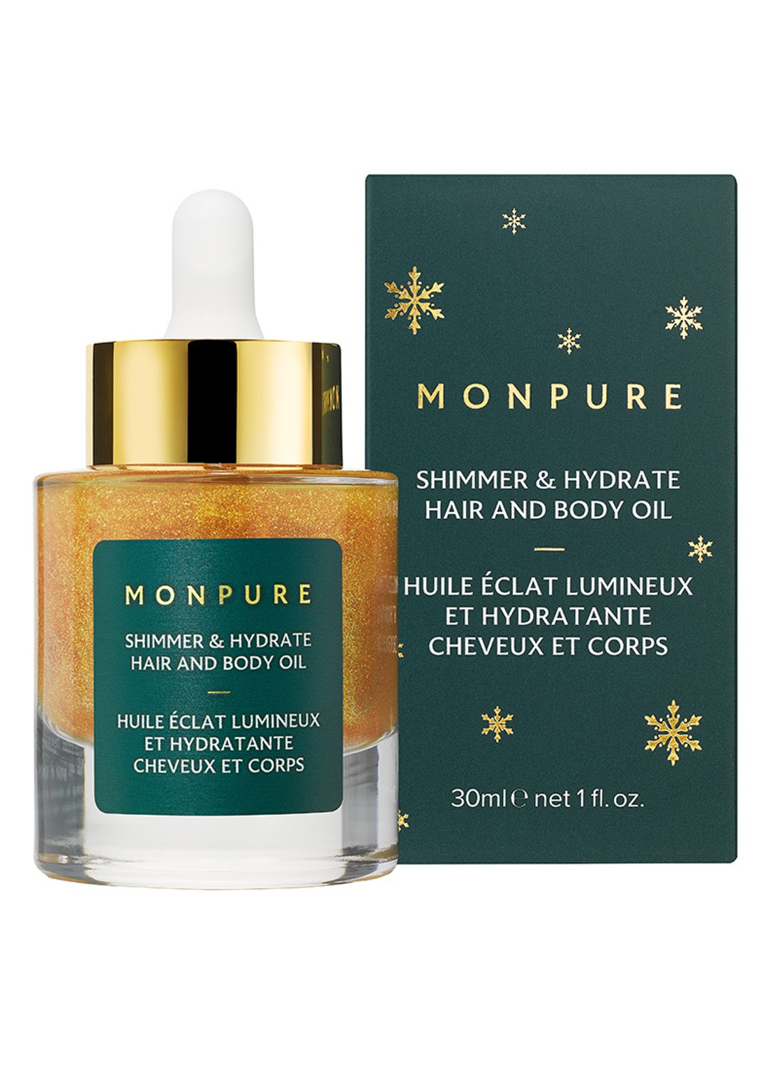 Monpure Shimmer & Hydrate hair and body oil - haar- en huidolie - voorkant 2 undefined
