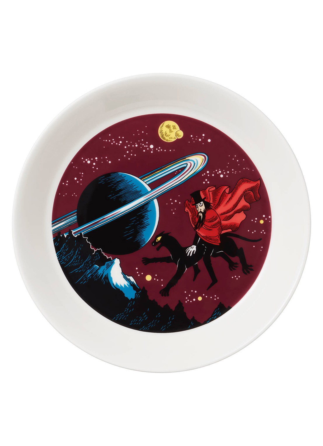 Moomin Arabia Hobgoblin gebaksbordje 19 cm - voorkant aubergine