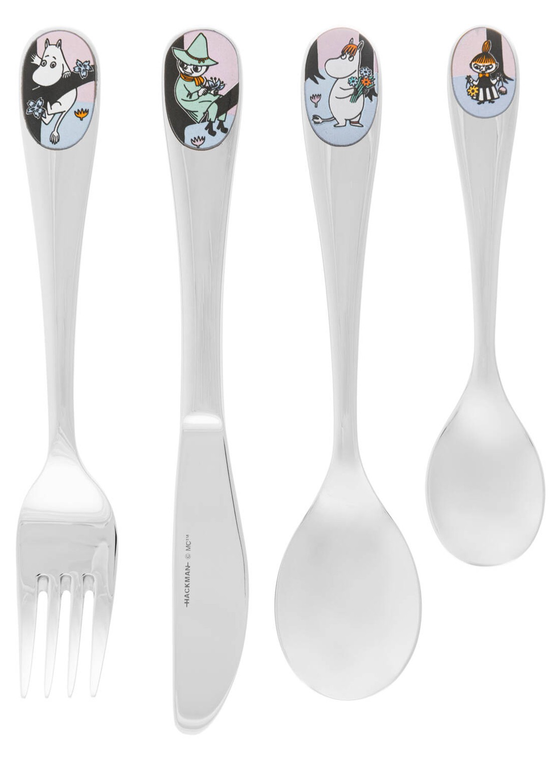 Moomin Arabia Moomin Friends Forever kinderbestek 4-delig - voorkant zilver