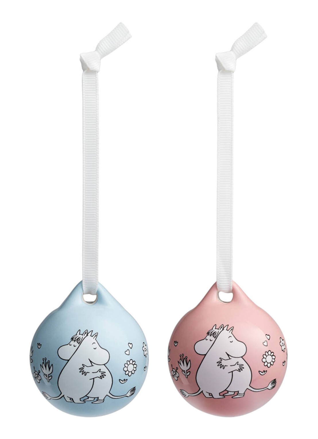 Moomin Arabia Moomin Gift of Love kerstbal 9 cm set van 2 - voorkant blauw