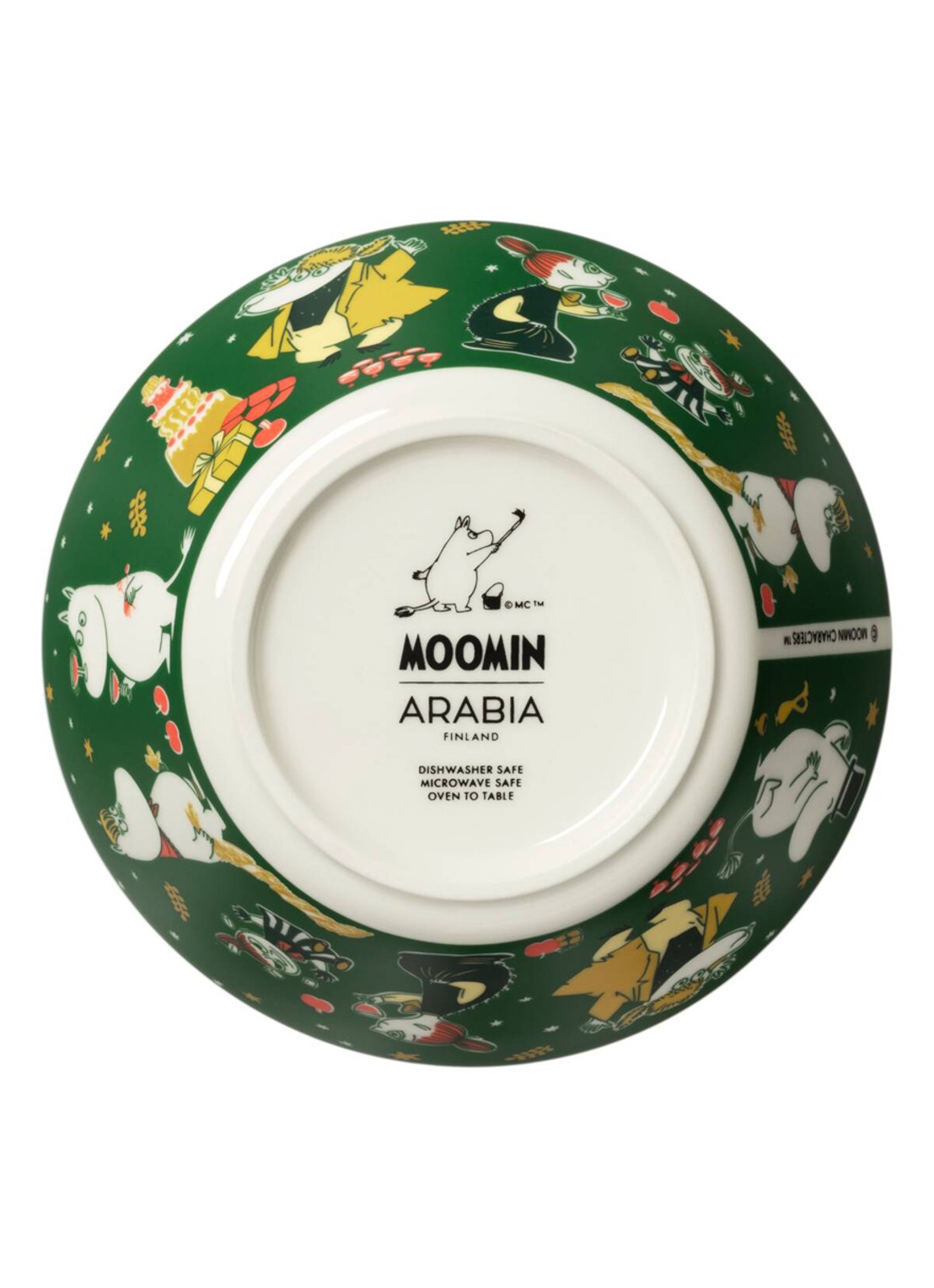 Moomin Arabia Moomin Gift of Love kom 15 cm - achterkant 3 donkergroen