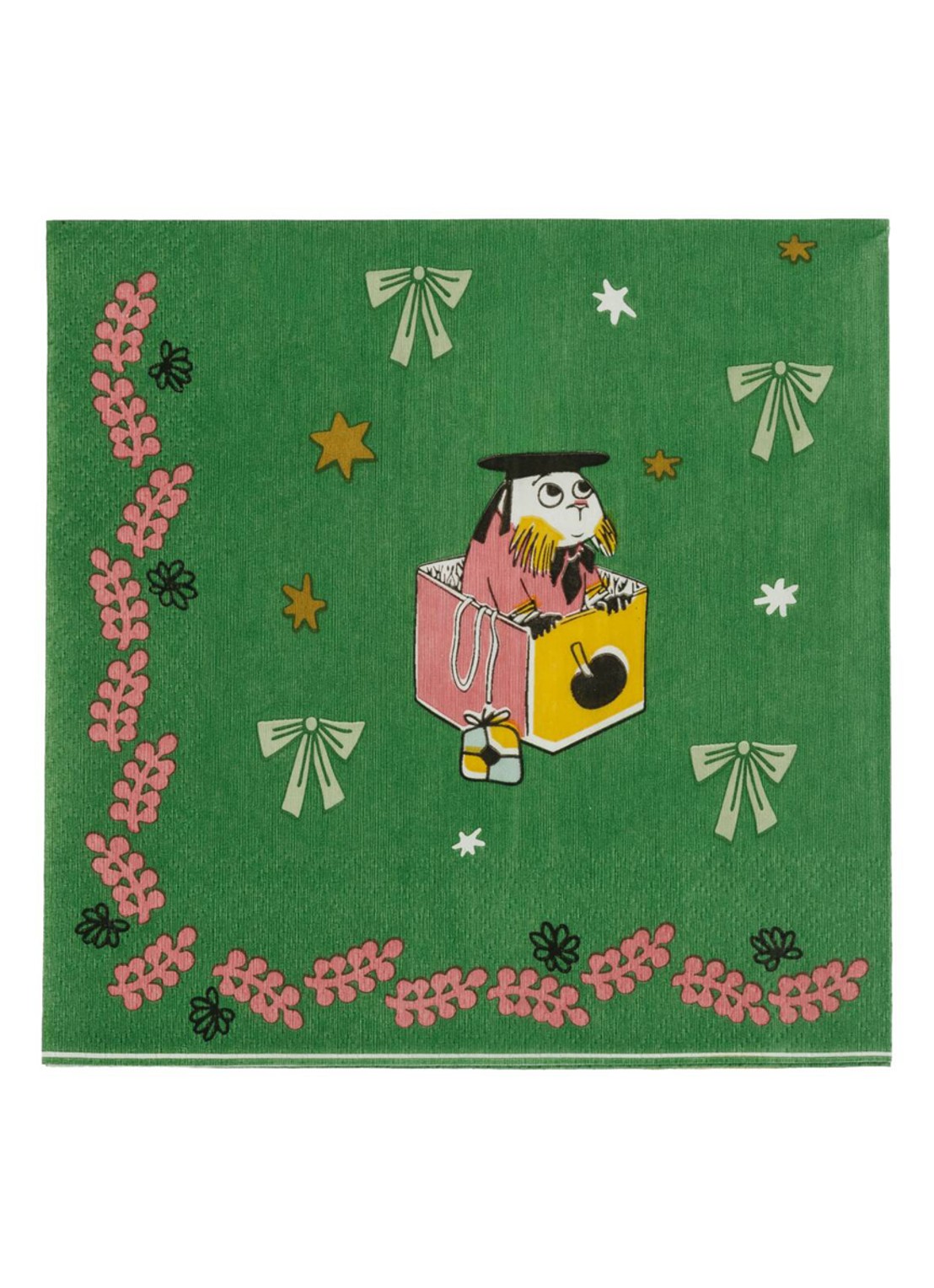 Moomin Arabia Moomin Gift of Love servetten 33 x 33 cm - voorkant donkergroen