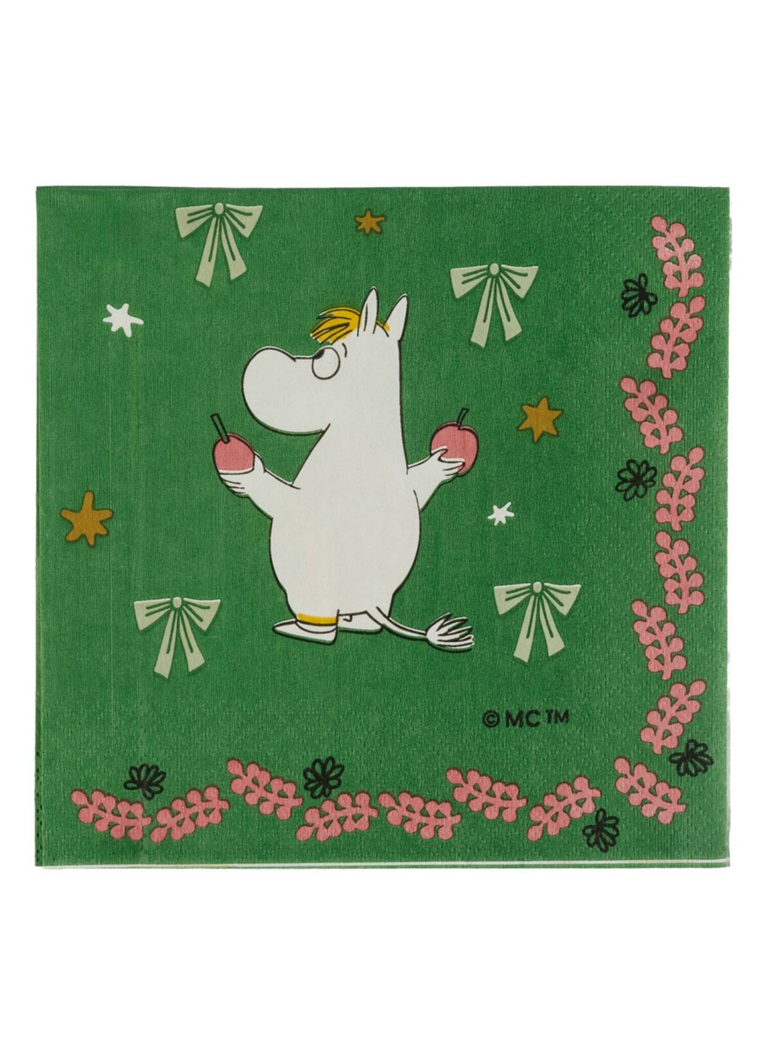 Moomin Arabia Moomin Gift of Love servetten 33 x 33 cm - voorkant 2 donkergroen