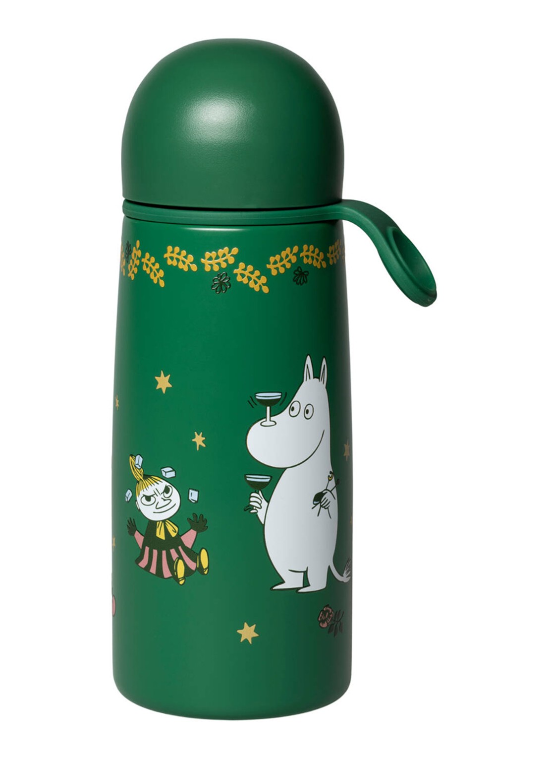 Moomin Arabia Moomin Gift of Love thermosfles 0,4 liter - voorkant donkergroen