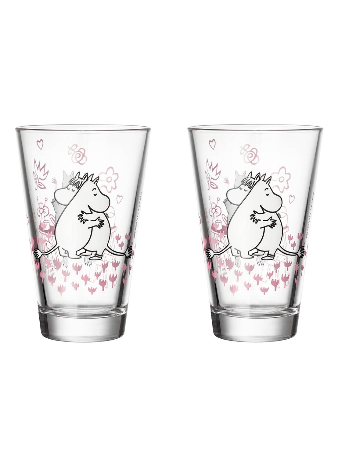 Moomin Arabia Moomin Love drinkglas 30 cl set van 2 - voorkant 3 transparant