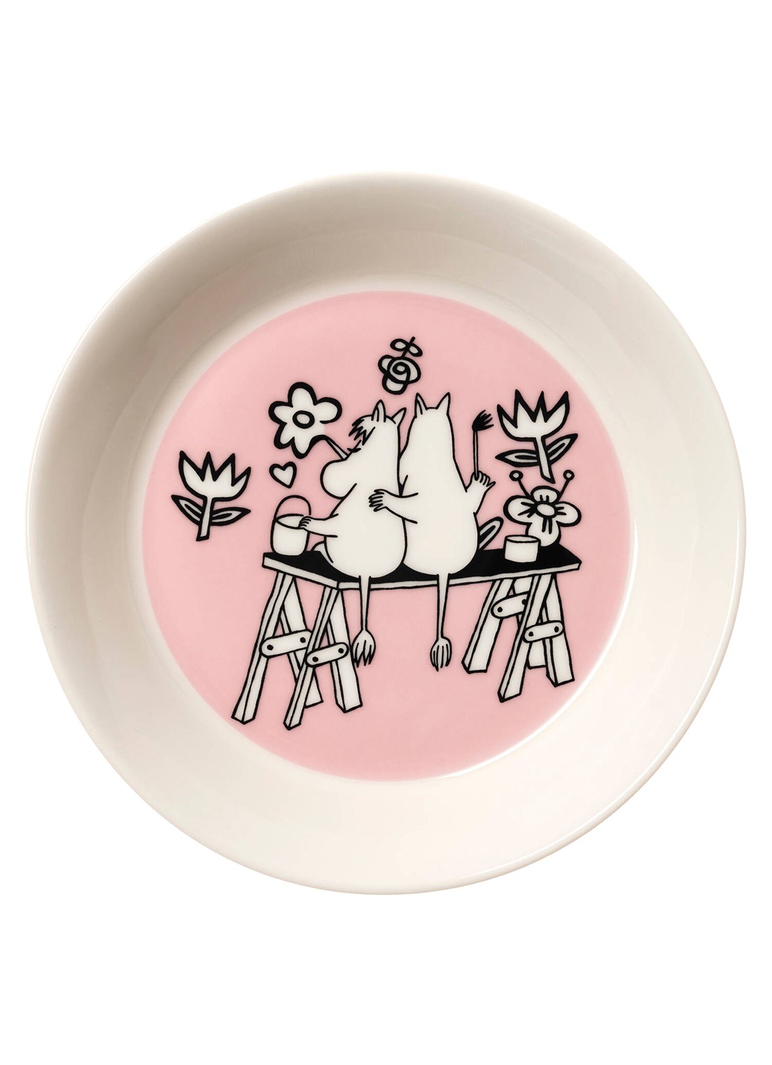 Moomin Arabia Moomin Love gebaksbordje 15 cm - voorkant 2 lichtroze