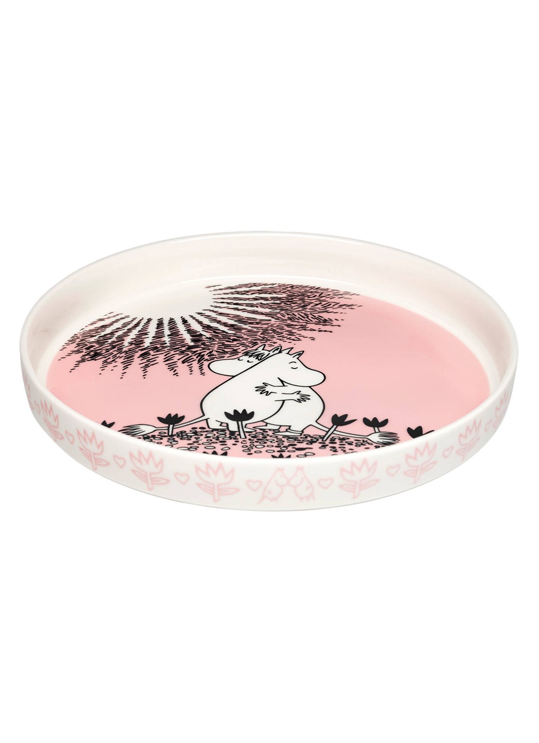 Moomin Arabia Moomin Love taartplateau 28 cm - voorkant 2 lichtroze